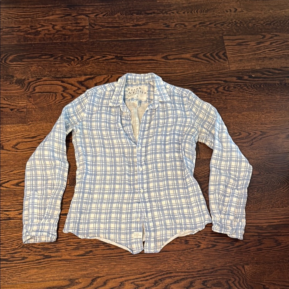 Frank & Eileen Blue and White Plaid Linen Shirt